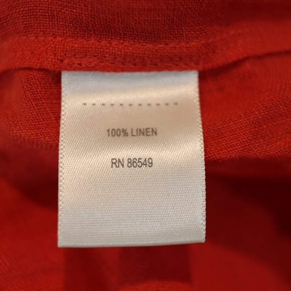 Tommy Bahama Small Orange Linen Blouse  3/4 Sleeve Pleated Button Up Top - Picture 12 of 12